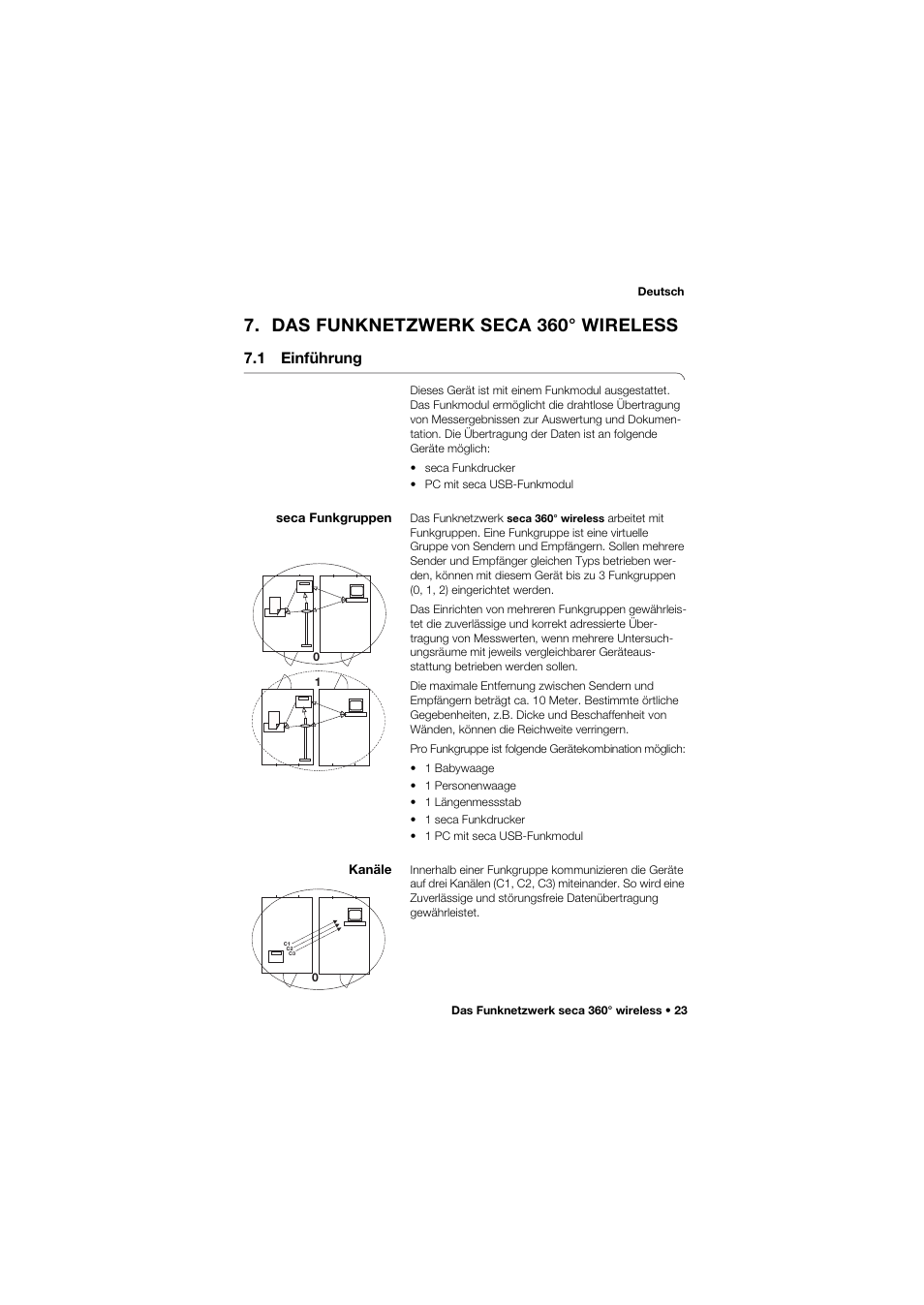 Das funknetzwerk seca 360° wireless, 1 einführung, Seca funkgruppen | Kanäle, 23 kanäle | Seca 704 User Manual | Page 23 / 443