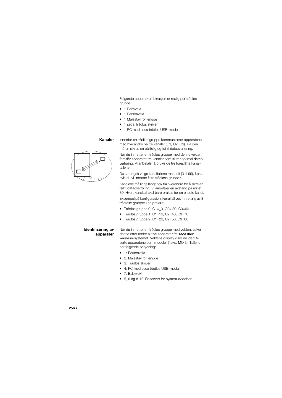 Kanaler, Identifisering av apparater, 256 identifisering av apparater | Seca 704 User Manual | Page 256 / 443