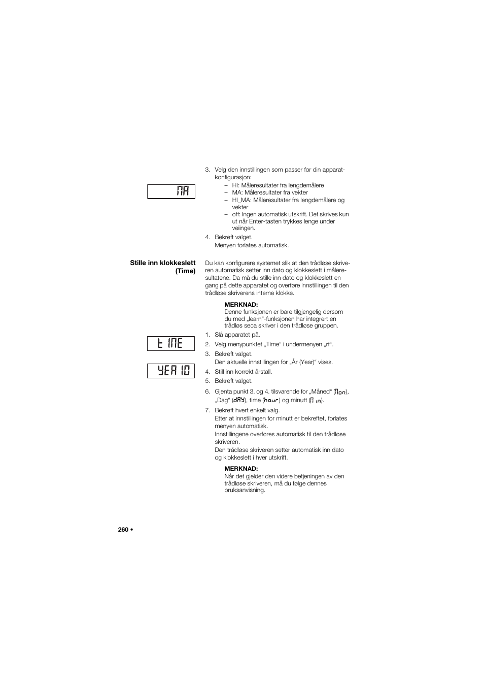 Stille inn klokkeslett (time) | Seca 704 User Manual | Page 260 / 443