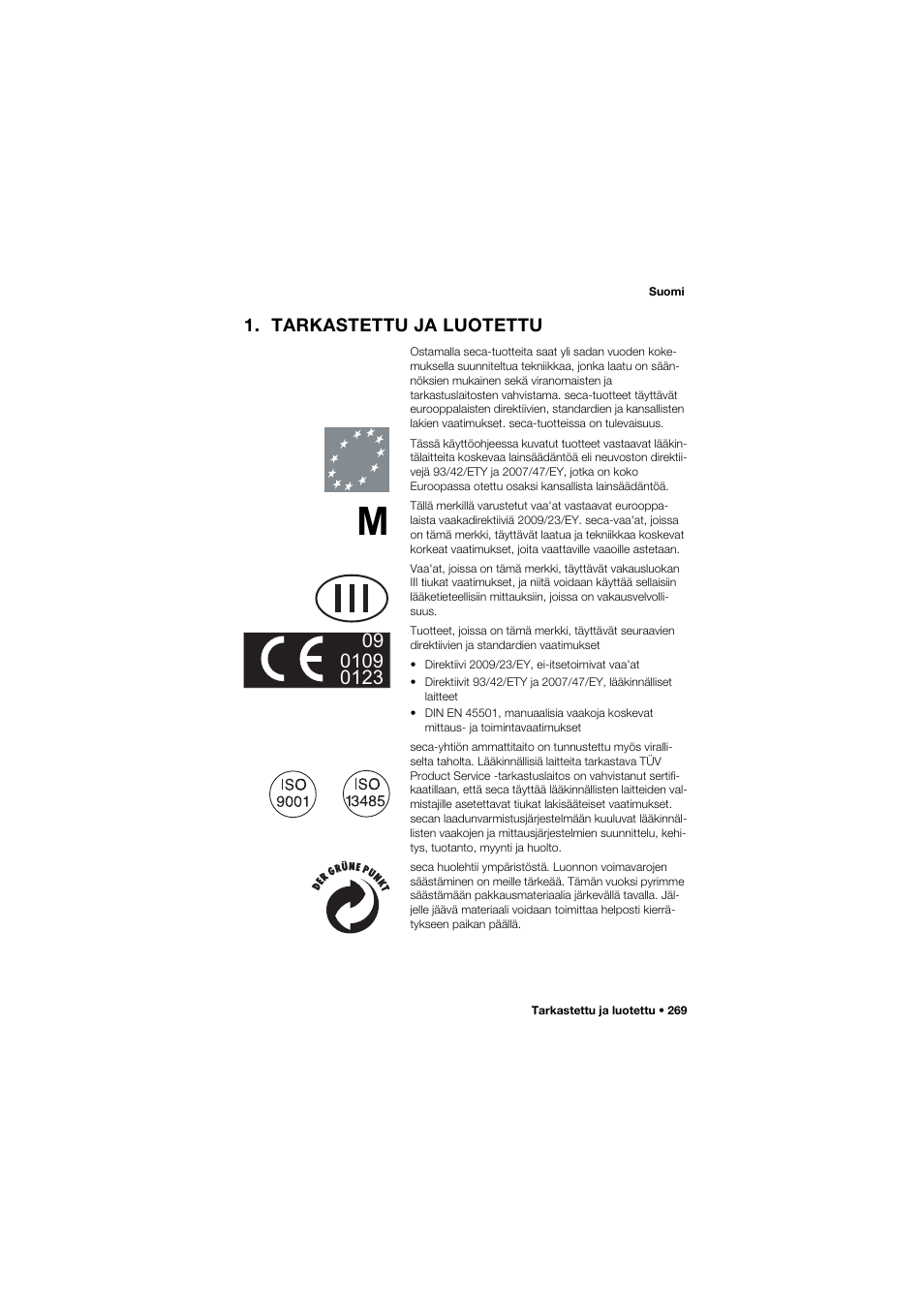 Tarkastettu ja luotettu | Seca 704 User Manual | Page 269 / 443