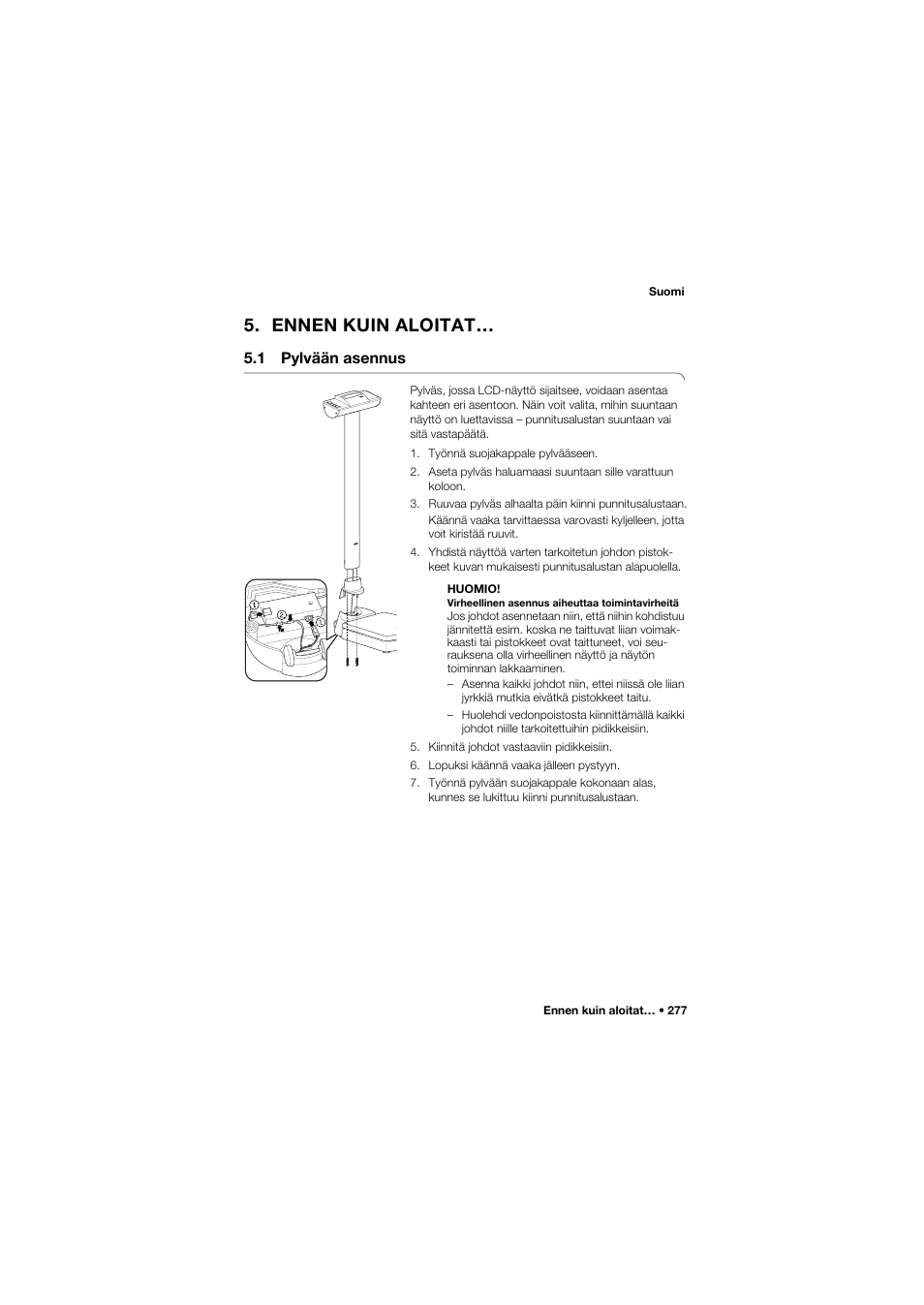 Ennen kuin aloitat, 1 pylvään asennus | Seca 704 User Manual | Page 277 / 443