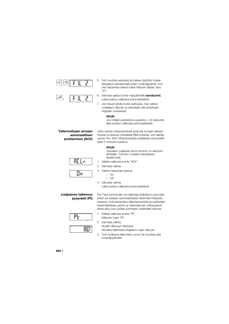 Lisäpainon tallennus pysyvästi (pt) | Seca 704 User Manual | Page 284 / 443