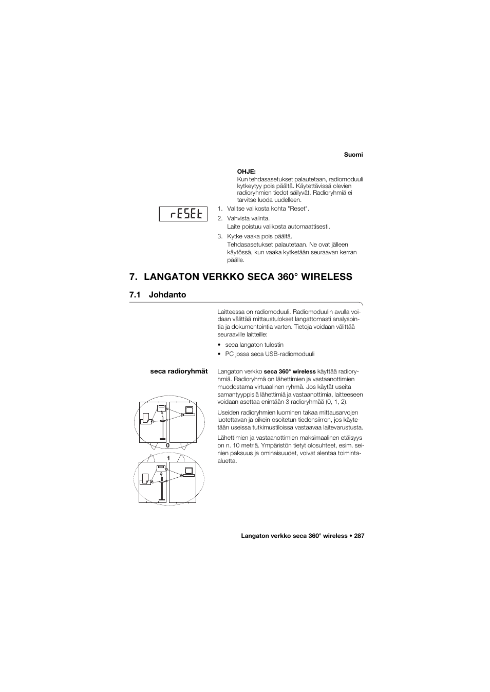 Langaton verkko seca 360° wireless, 1 johdanto, Seca radioryhmät | Seca 704 User Manual | Page 287 / 443