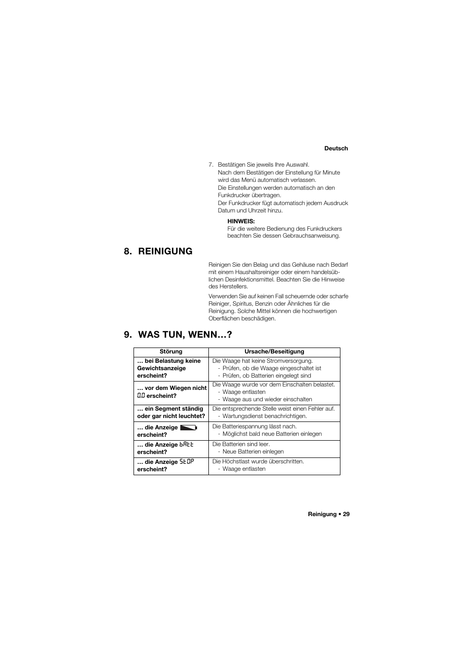 Reinigung, Was tun, wenn | Seca 704 User Manual | Page 29 / 443