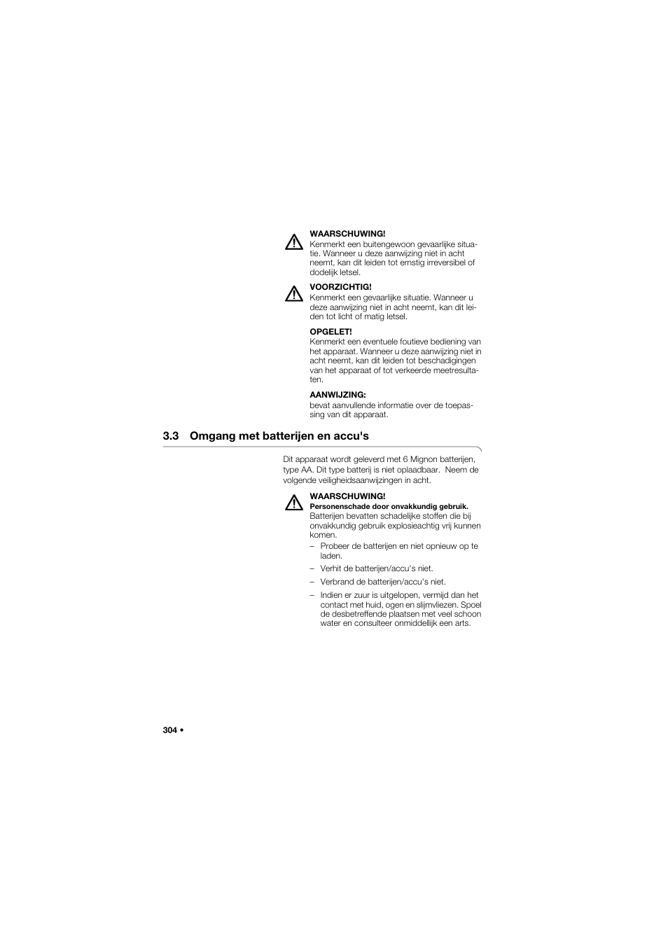 3 omgang met batterijen en accu's | Seca 704 User Manual | Page 304 / 443