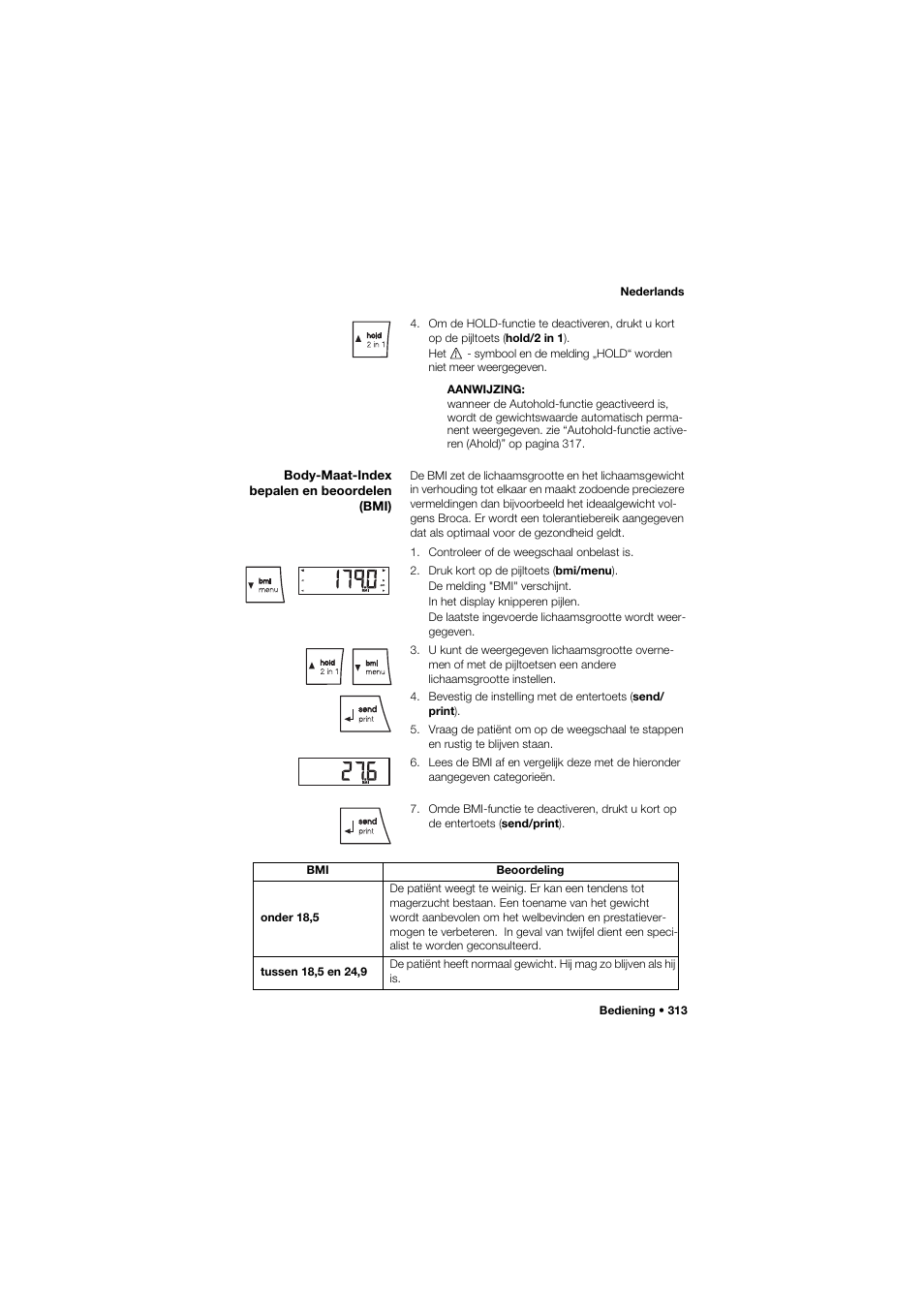 Body-maat-index bepalen en beoordelen (bmi) | Seca 704 User Manual | Page 313 / 443