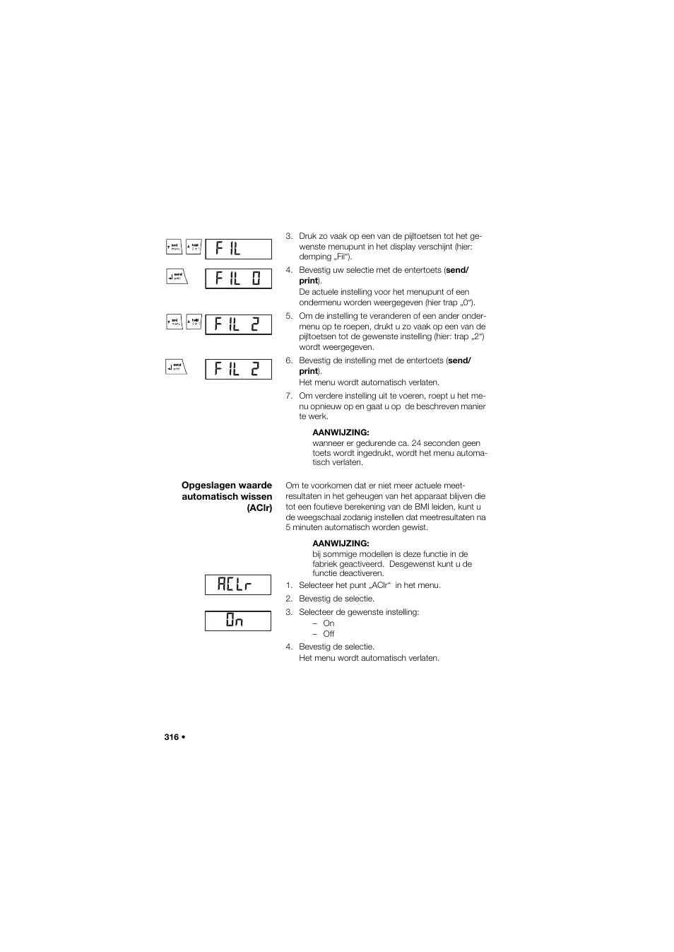 Opgeslagen waarde automatisch wissen (aclr) | Seca 704 User Manual | Page 316 / 443