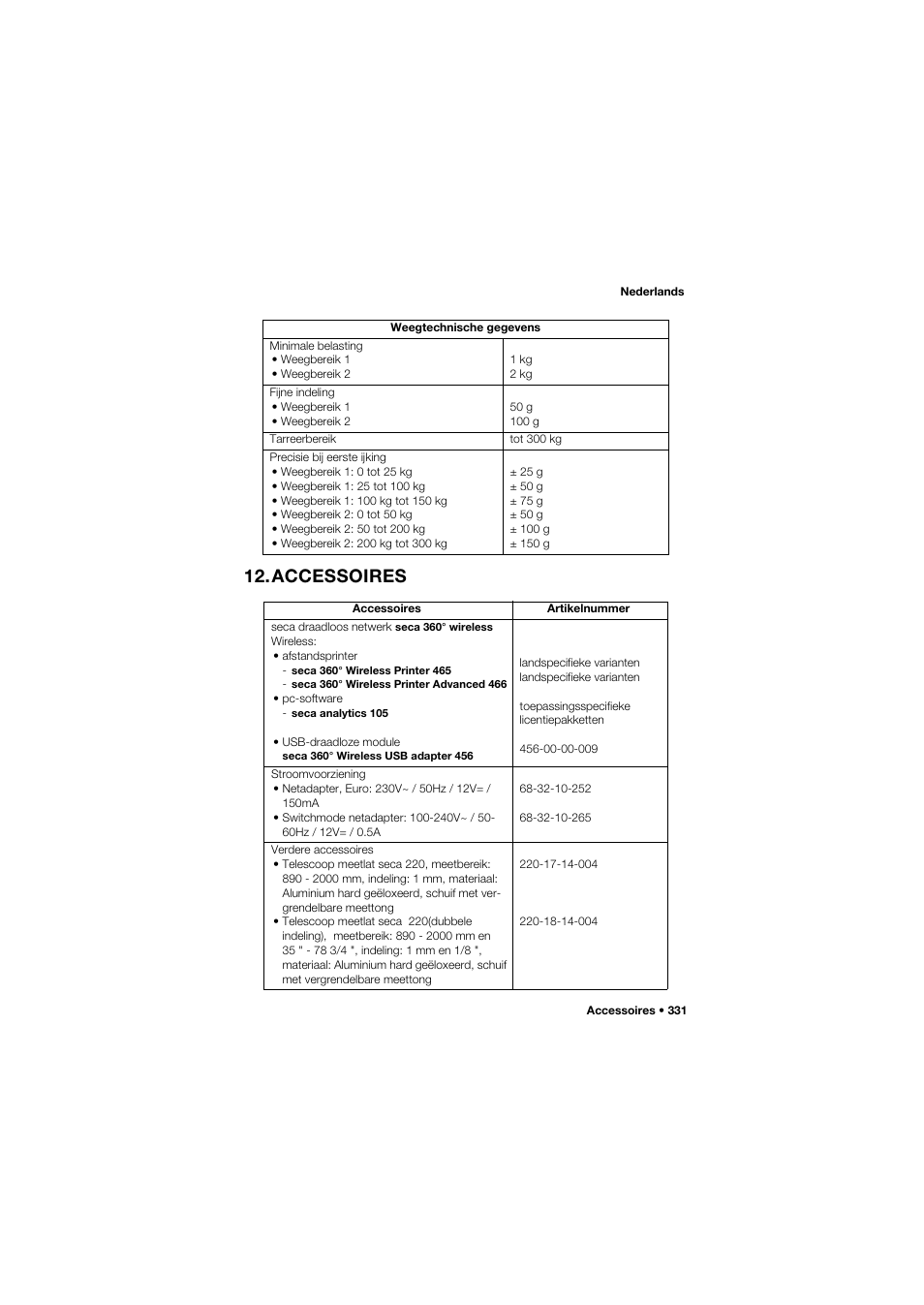 Accessoires | Seca 704 User Manual | Page 331 / 443