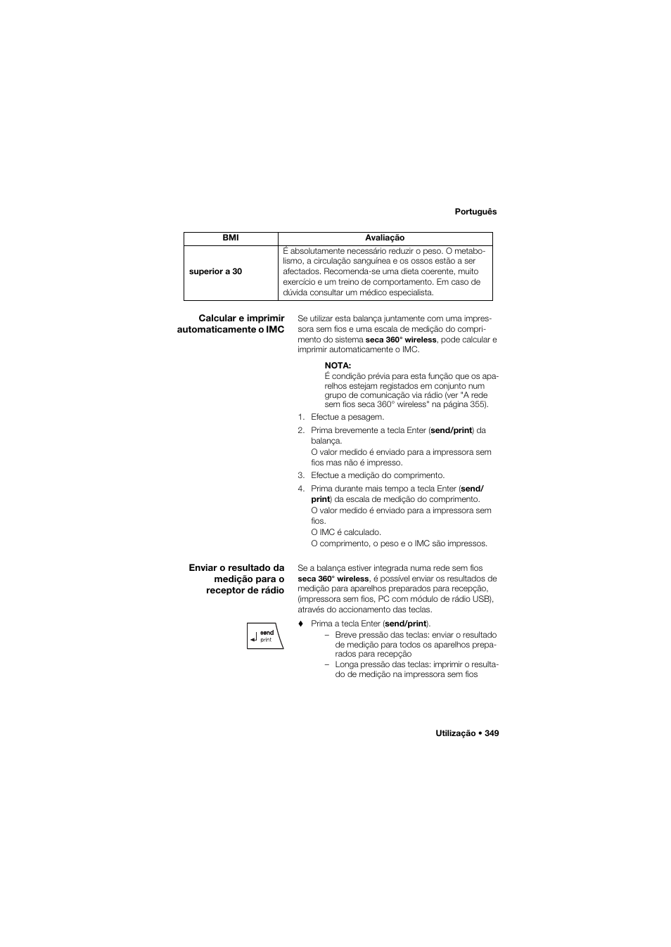 Calcular e imprimir automaticamente o imc | Seca 704 User Manual | Page 349 / 443