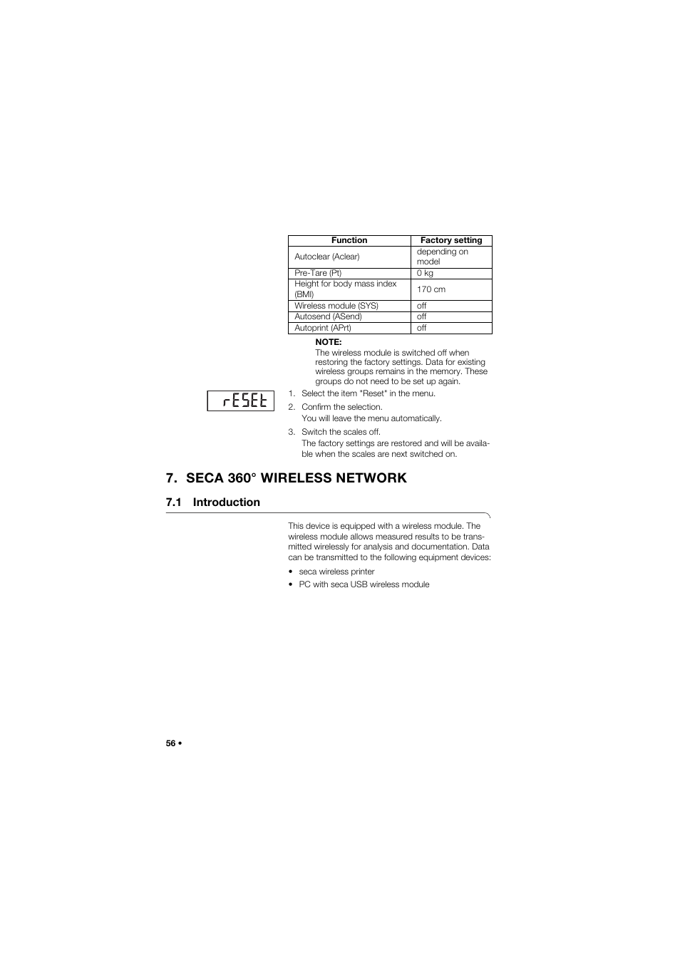 Seca 360° wireless network, 1 introduction | Seca 704 User Manual | Page 56 / 443