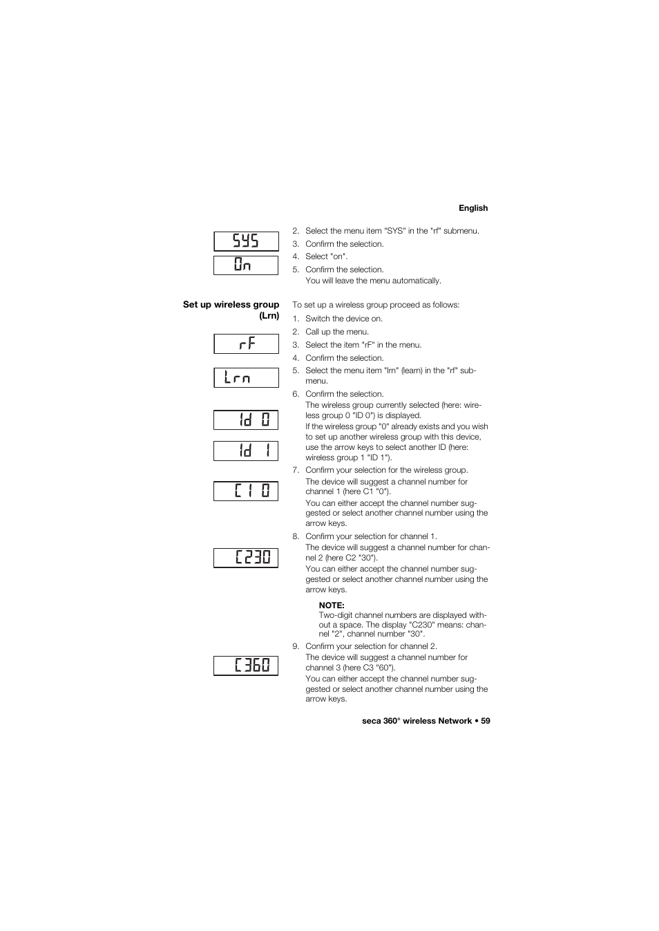 Set up wireless group (lrn) | Seca 704 User Manual | Page 59 / 443