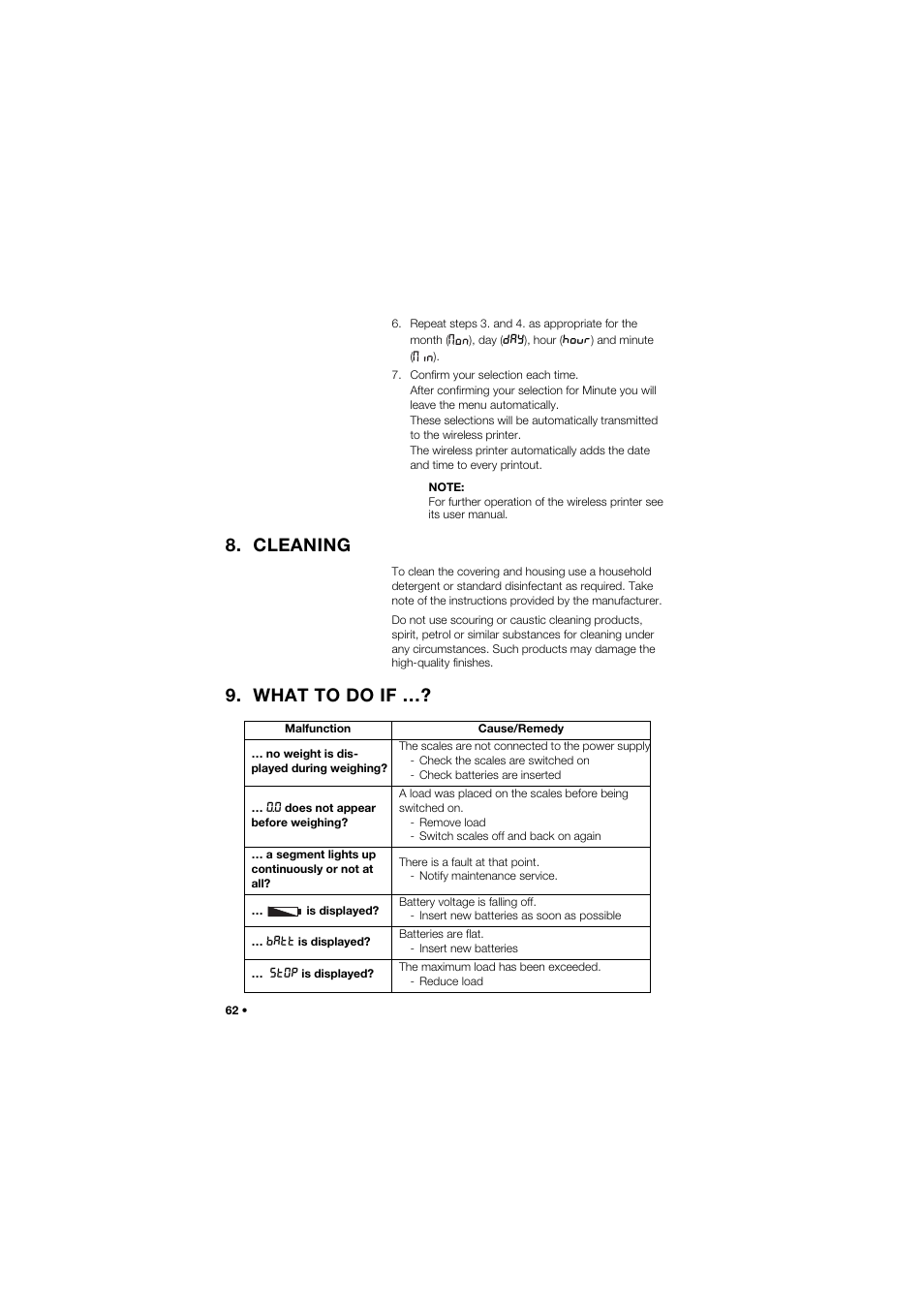 Cleaning, What to do if | Seca 704 User Manual | Page 62 / 443
