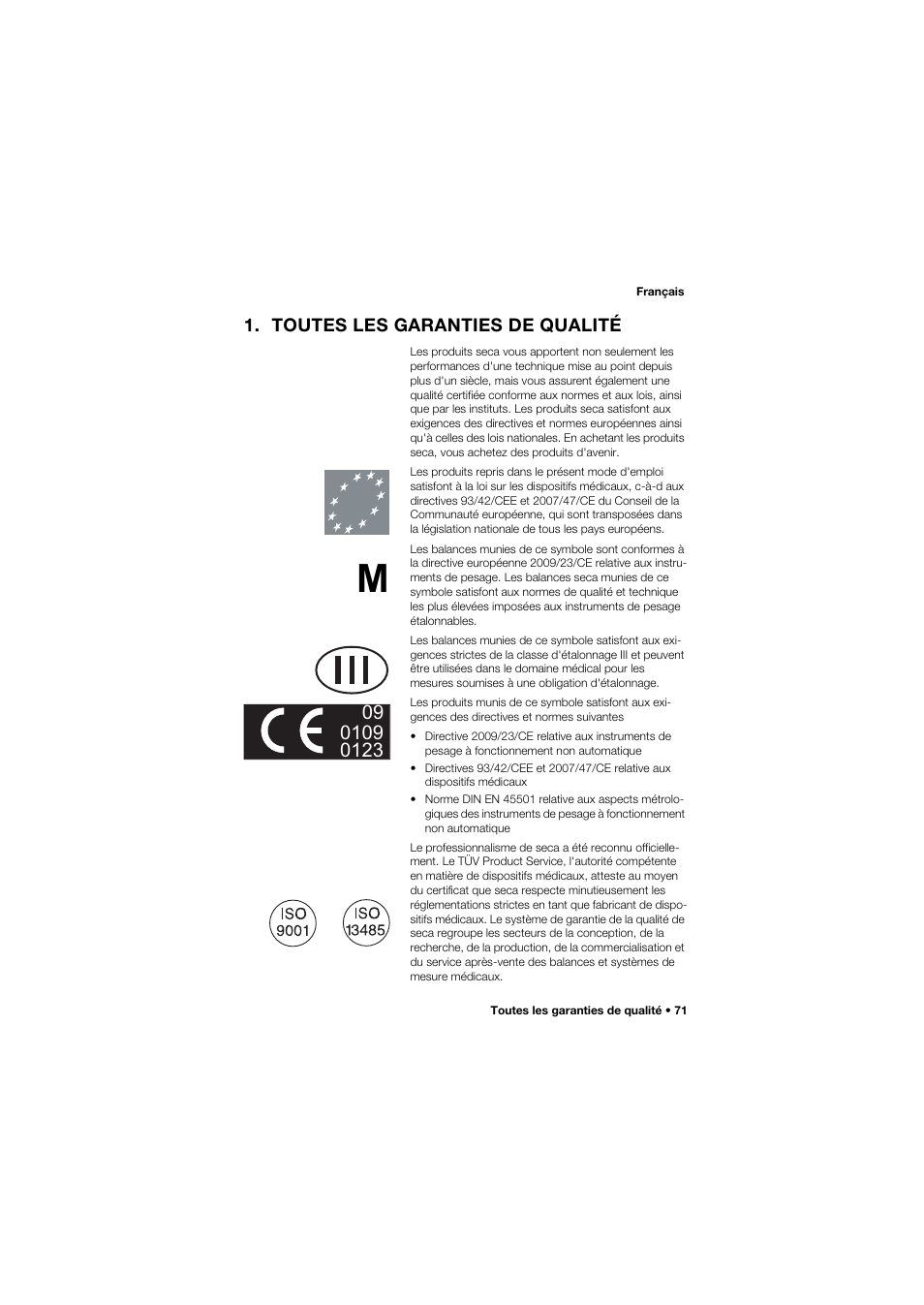 Toutes les garanties de qualité | Seca 704 User Manual | Page 71 / 443