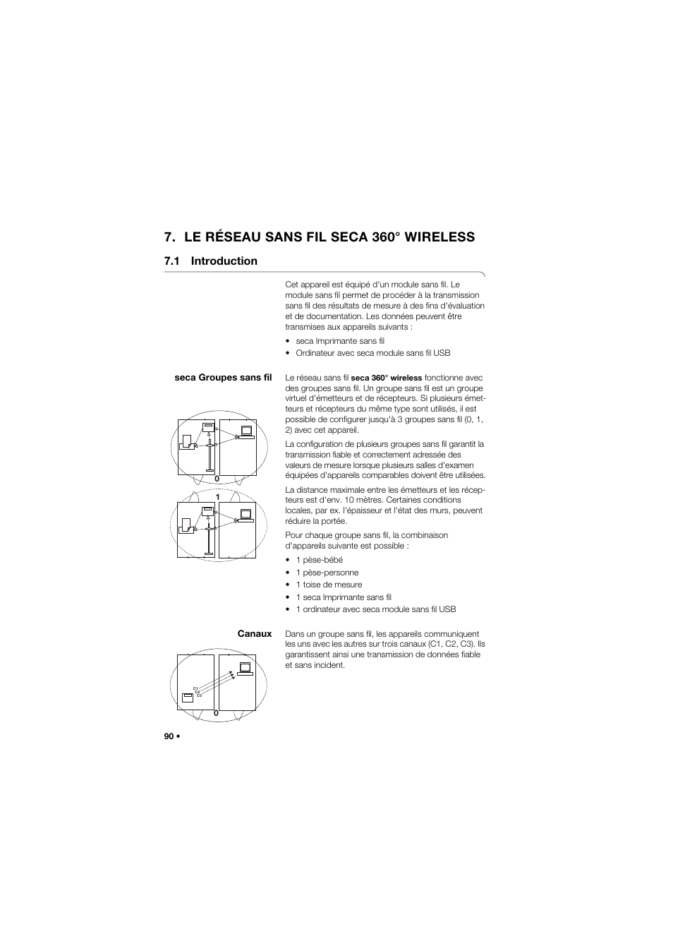 Le réseau sans fil seca 360° wireless, 1 introduction, Seca groupes sans fil | Canaux, 90 canaux | Seca 704 User Manual | Page 90 / 443