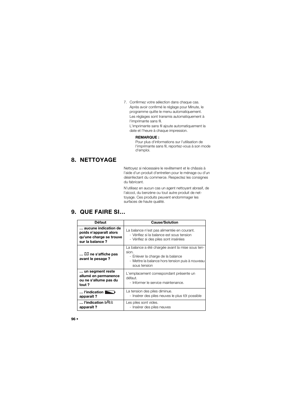 Nettoyage, Que faire si | Seca 704 User Manual | Page 96 / 443