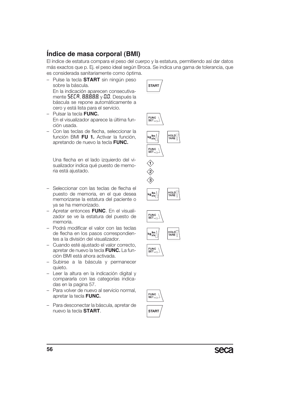 Índice de masa corporal (bmi) | Seca 634 User Manual | Page 56 / 77