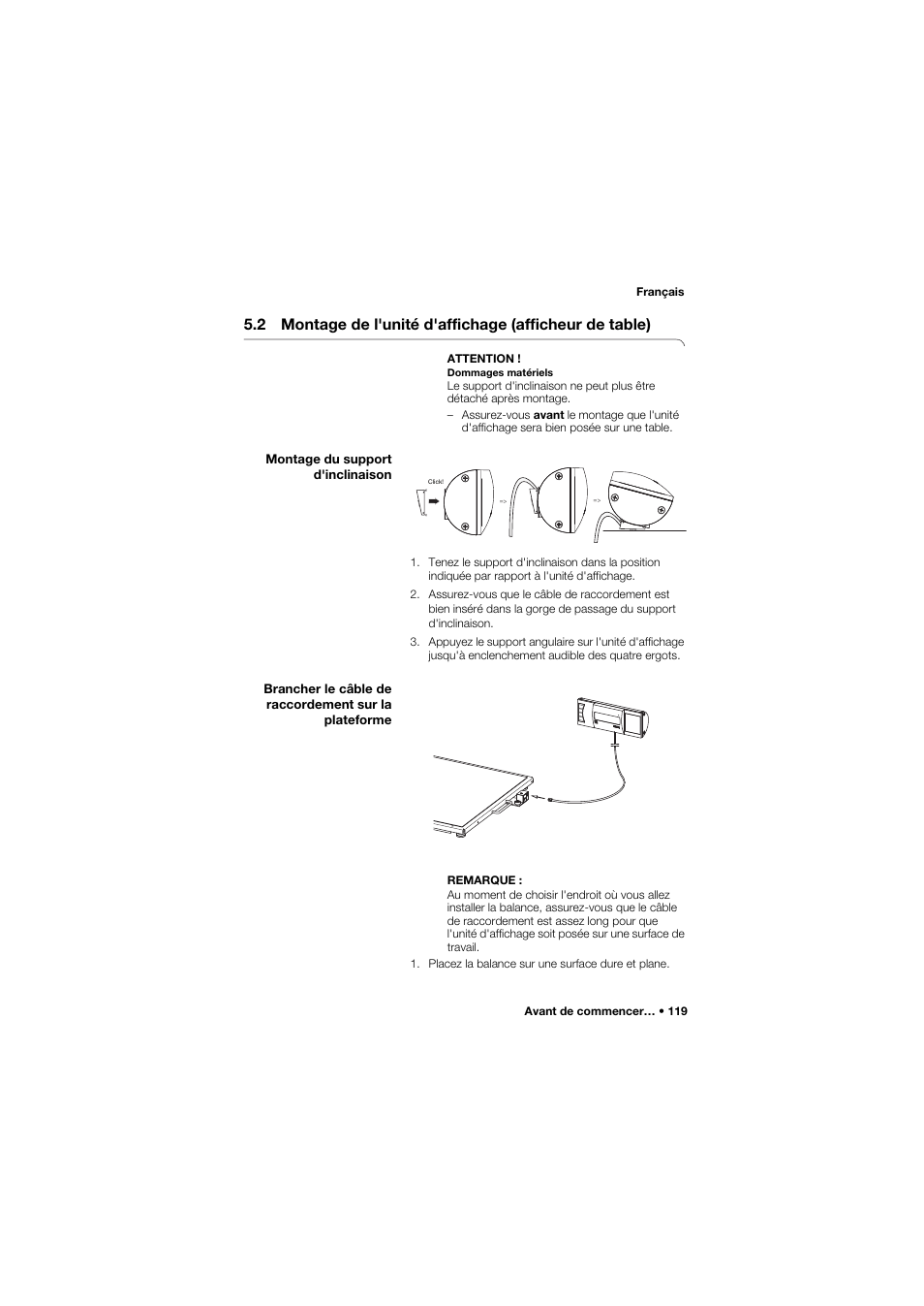 Montage du support d'inclinaison | Seca 634 User Manual | Page 119 / 363