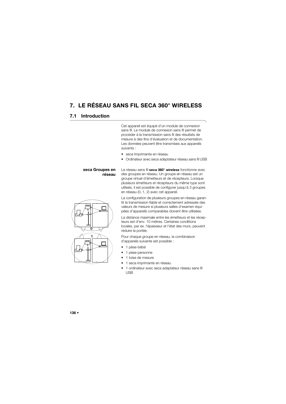 Le réseau sans fil seca 360° wireless, 1 introduction, Seca groupes en réseau | Seca 634 User Manual | Page 136 / 363