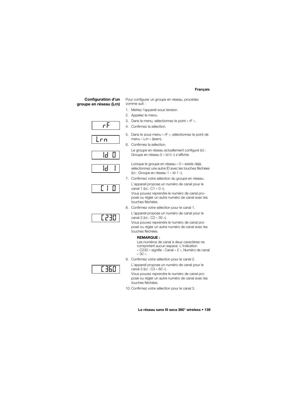 Configuration d'un groupe en réseau (lrn) | Seca 634 User Manual | Page 139 / 363