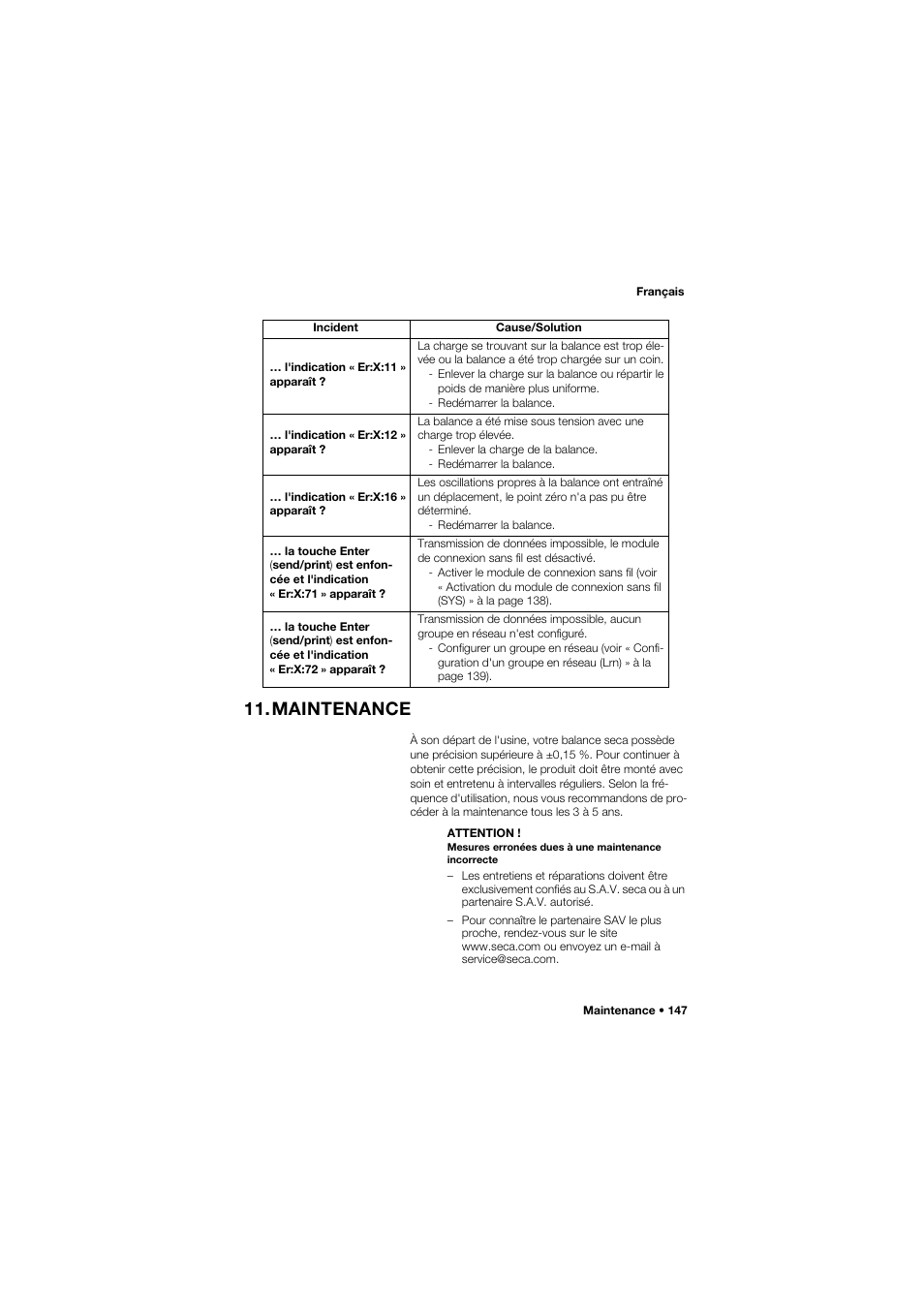 Maintenance | Seca 634 User Manual | Page 147 / 363