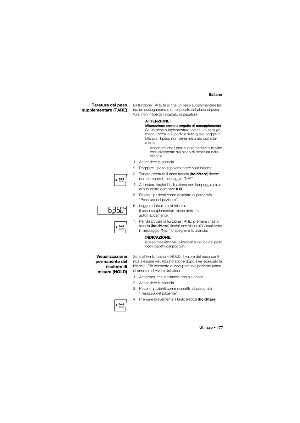 Taratura del peso supplementare (tare) | Seca 634 User Manual | Page 177 / 363