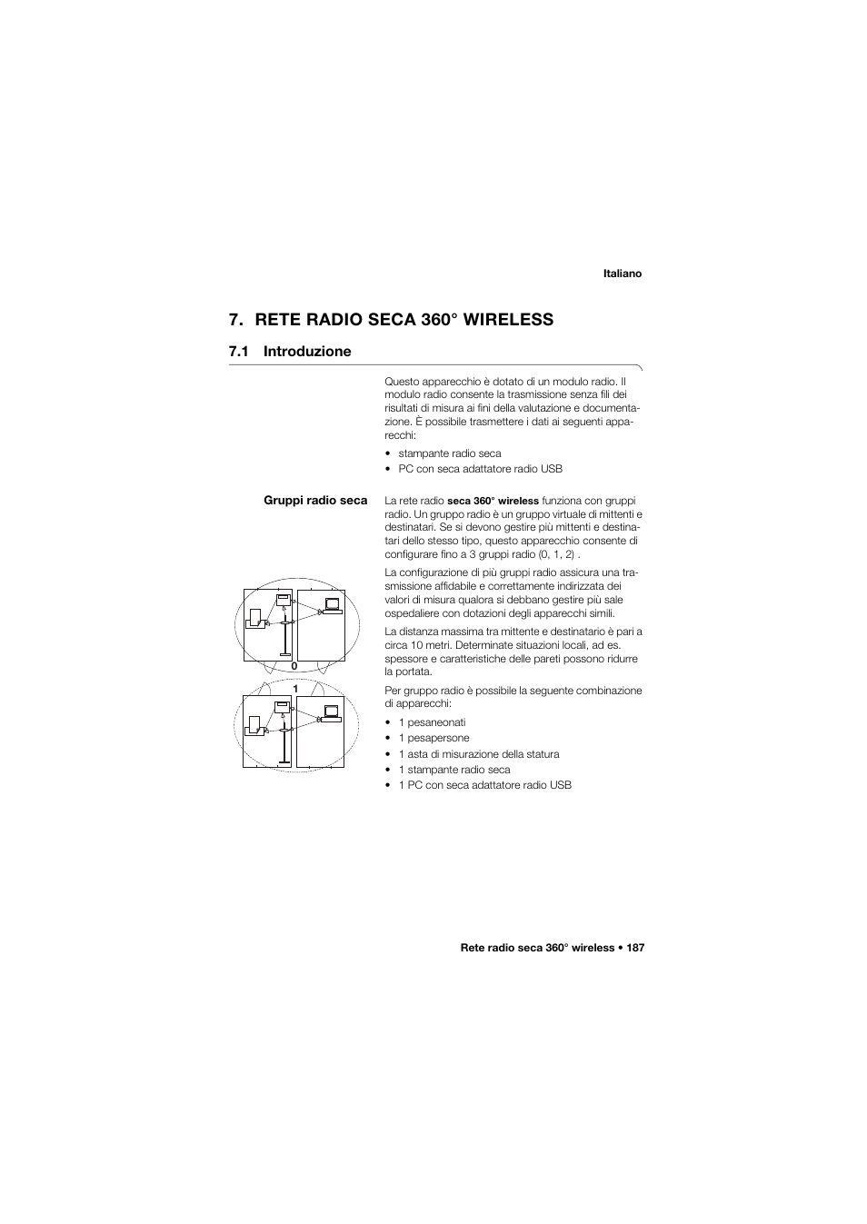 Rete radio seca 360° wireless, 1 introduzione, Gruppi radio seca | Seca 634 User Manual | Page 187 / 363