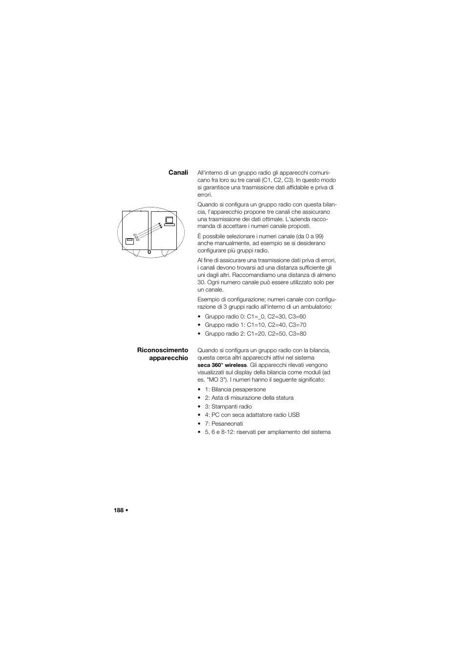 Canali, Riconoscimento apparecchio | Seca 634 User Manual | Page 188 / 363