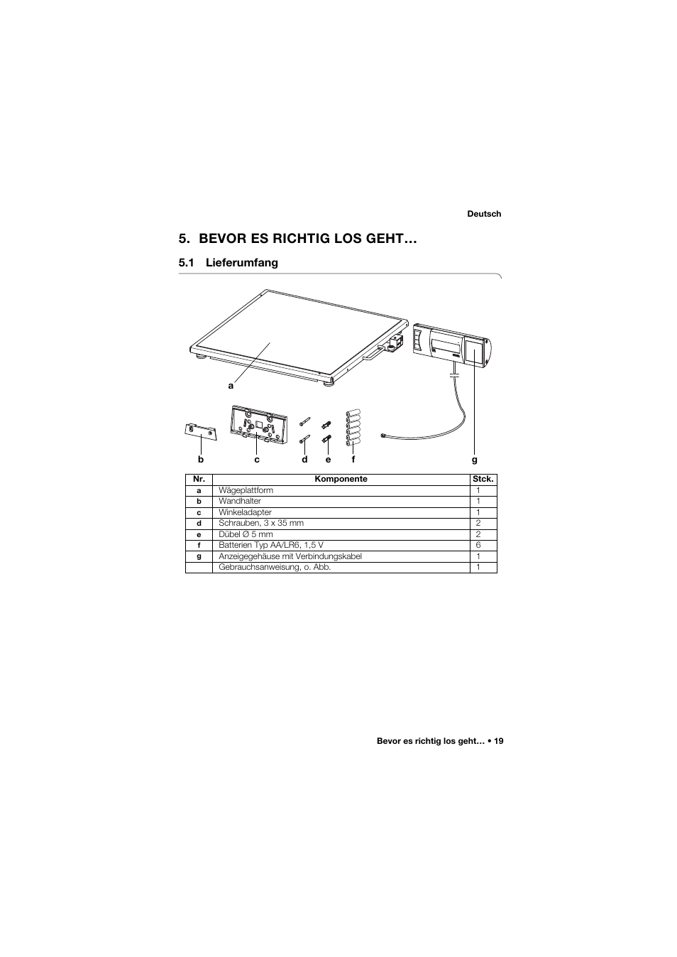 Bevor es richtig los geht, 1 lieferumfang | Seca 634 User Manual | Page 19 / 363