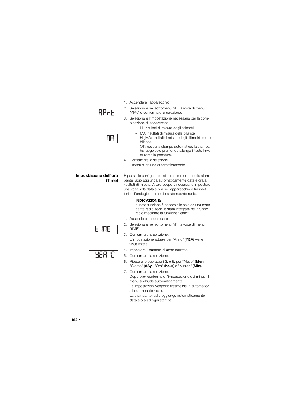 Impostazione dell'ora (time) | Seca 634 User Manual | Page 192 / 363