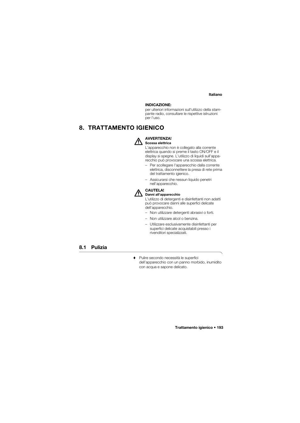 Trattamento igienico, 1 pulizia | Seca 634 User Manual | Page 193 / 363