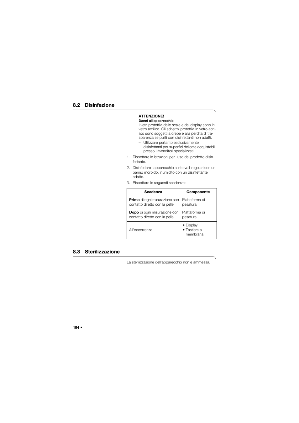 2 disinfezione, 3 sterilizzazione | Seca 634 User Manual | Page 194 / 363