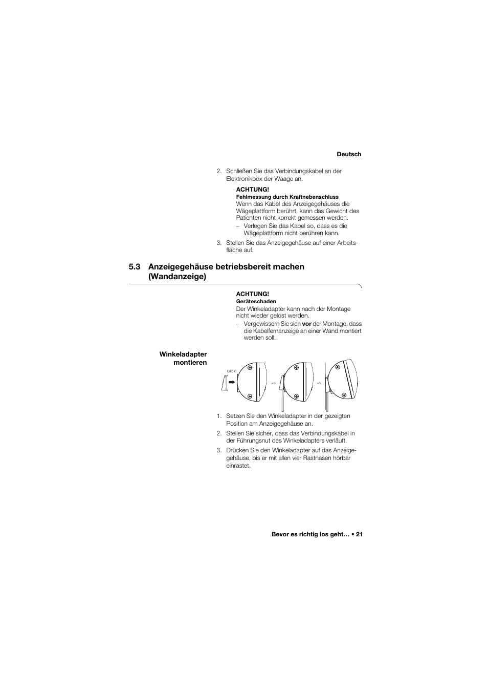 Winkeladapter montieren | Seca 634 User Manual | Page 21 / 363