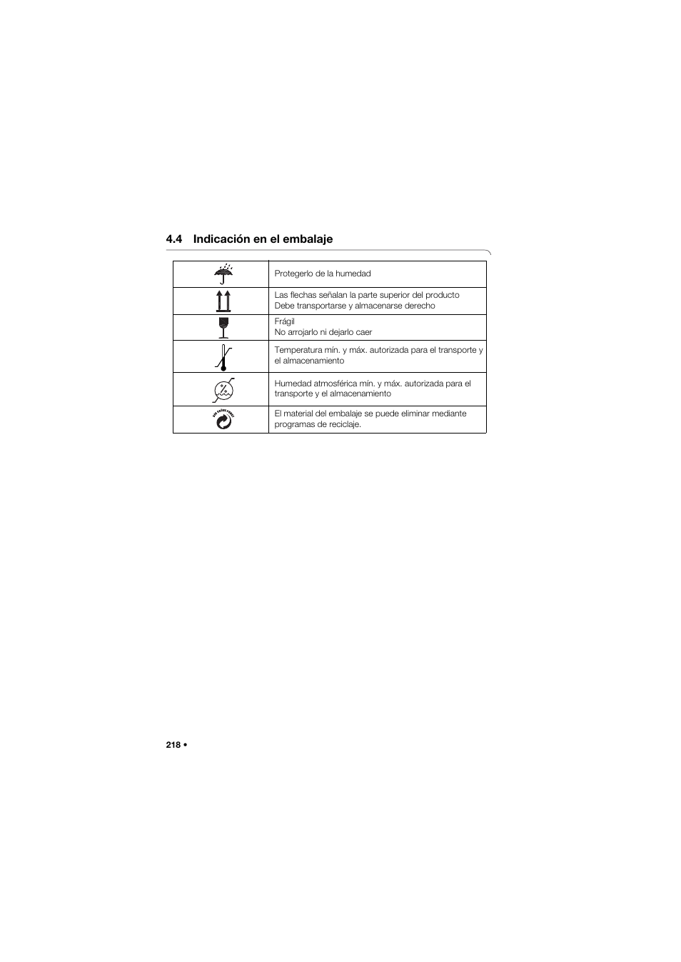 4 indicación en el embalaje | Seca 634 User Manual | Page 218 / 363