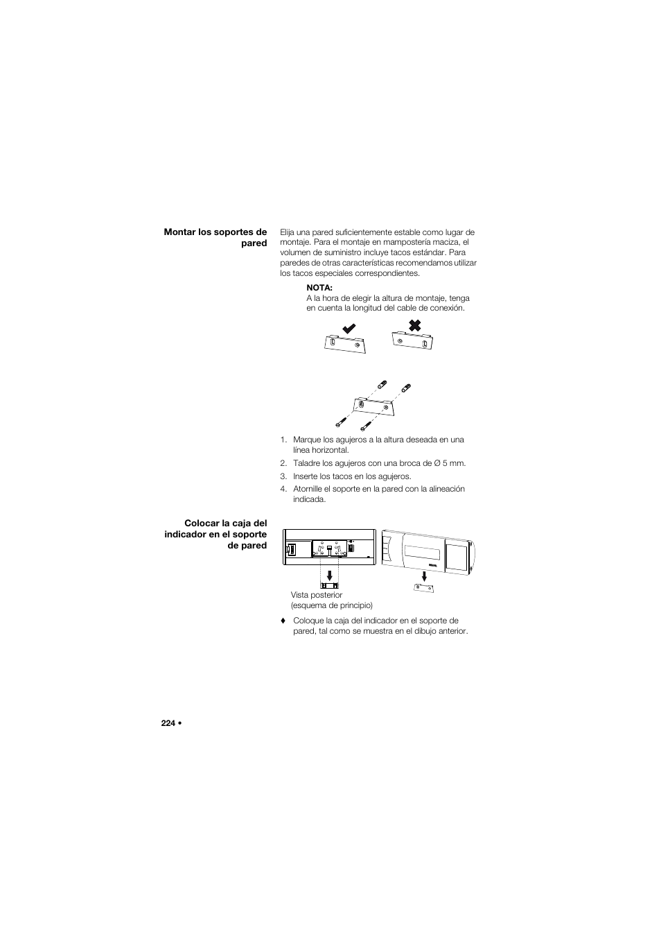 Montar los soportes de pared | Seca 634 User Manual | Page 224 / 363