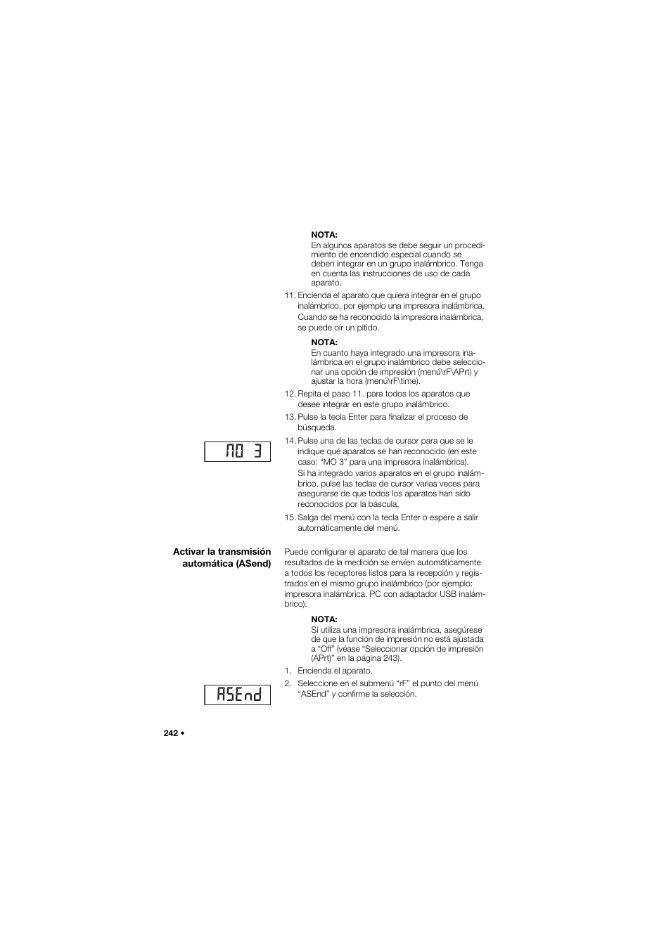 Activar la transmisión automática (asend) | Seca 634 User Manual | Page 242 / 363