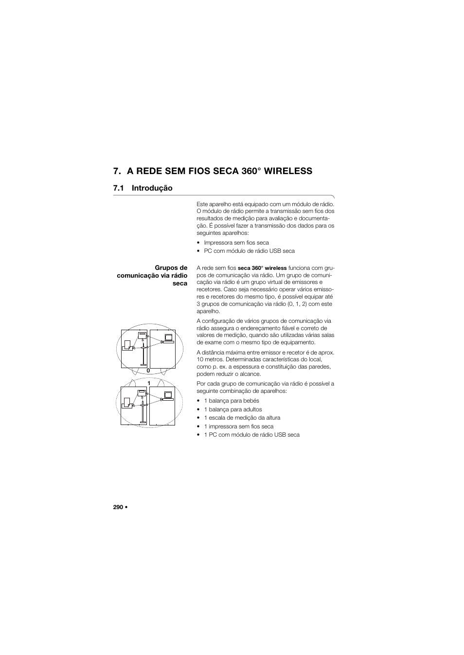 A rede sem fios seca 360° wireless, 1 introdução, Grupos de comunicação via rádio seca | Seca 634 User Manual | Page 290 / 363