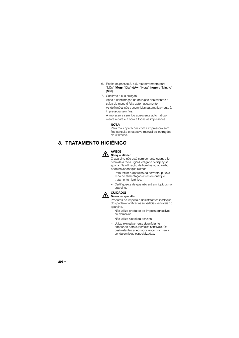 Tratamento higiénico | Seca 634 User Manual | Page 296 / 363