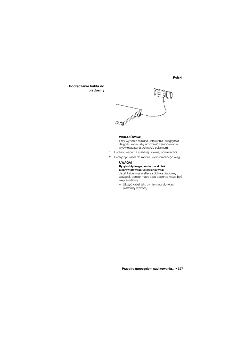 Podłączanie kabla do platformy | Seca 634 User Manual | Page 327 / 363