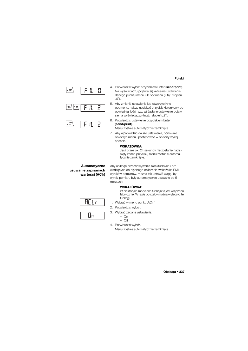 Automatyczne usuwanie zapisanych wartości (aclr) | Seca 634 User Manual | Page 337 / 363