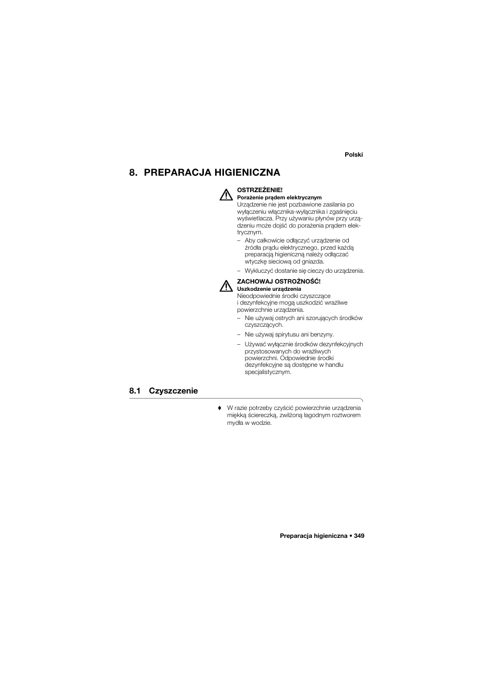 Preparacja higieniczna, 1 czyszczenie | Seca 634 User Manual | Page 349 / 363