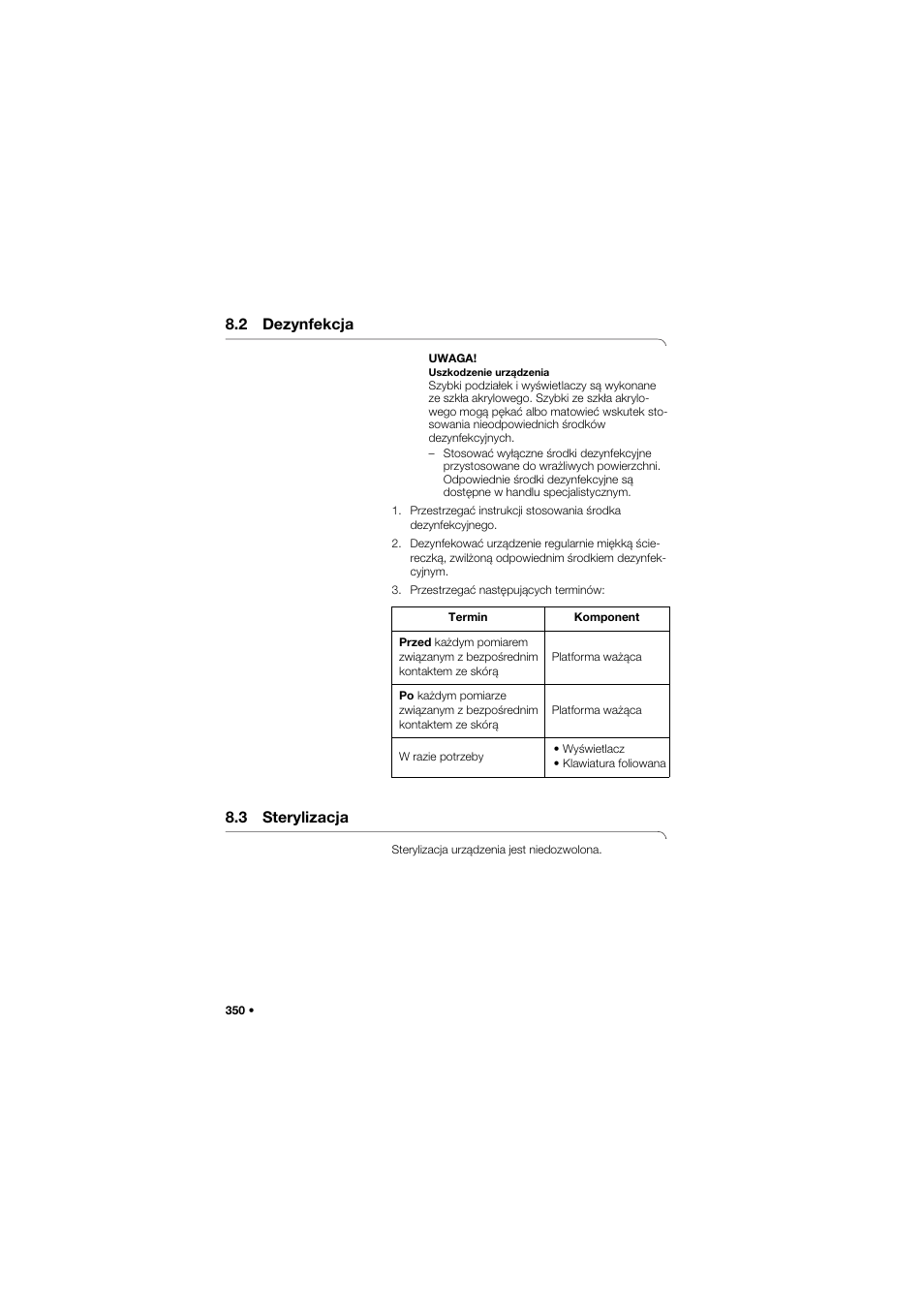 2 dezynfekcja, 3 sterylizacja | Seca 634 User Manual | Page 350 / 363