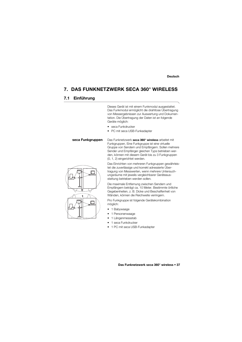 Das funknetzwerk seca 360° wireless, 1 einführung, Seca funkgruppen | Seca 634 User Manual | Page 37 / 363