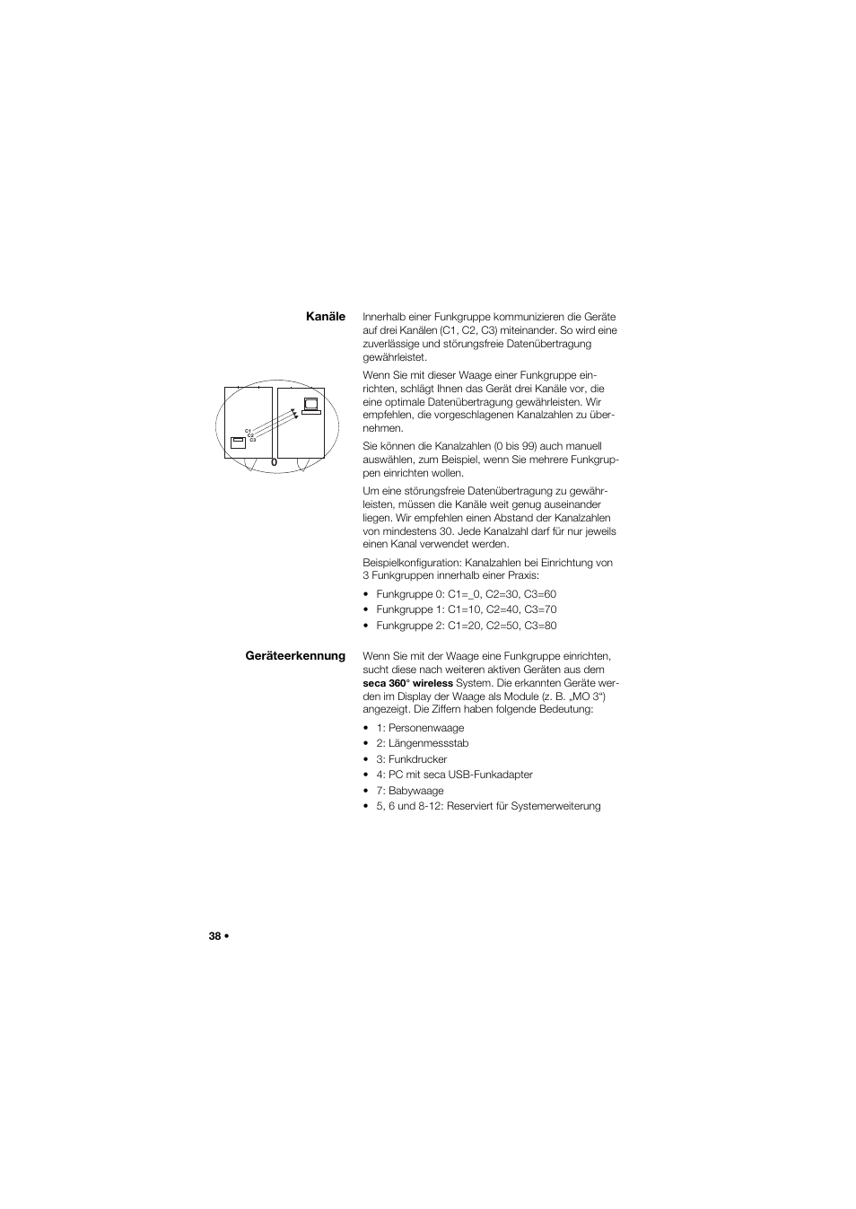 Kanäle, Geräteerkennung | Seca 634 User Manual | Page 38 / 363