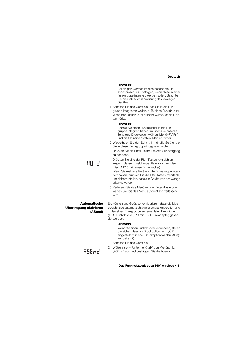 Automatische übertragung aktivieren (asend) | Seca 634 User Manual | Page 41 / 363