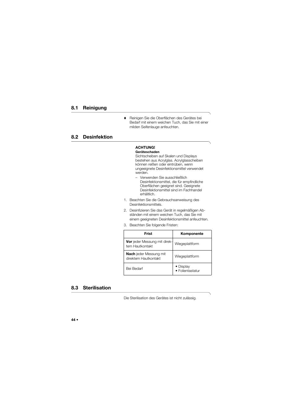 1 reinigung, 2 desinfektion, 3 sterilisation | Seca 634 User Manual | Page 44 / 363