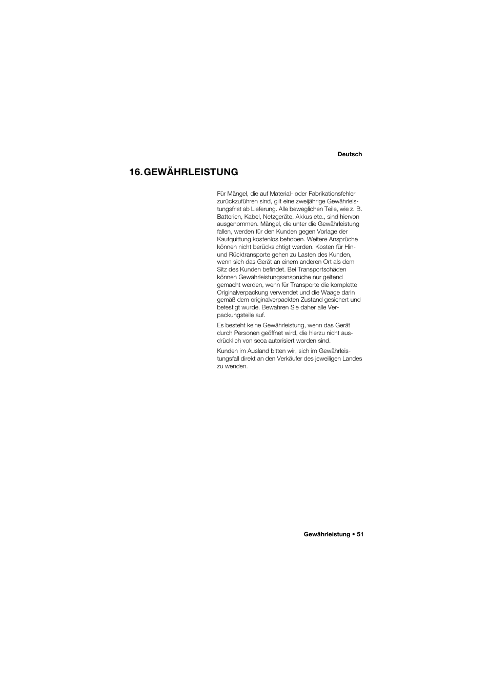 Gewährleistung | Seca 634 User Manual | Page 51 / 363