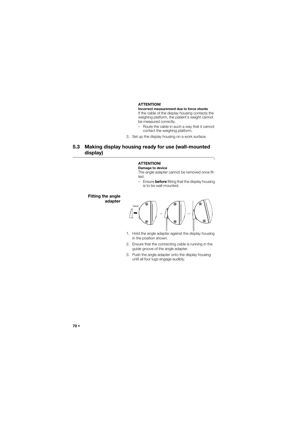 Fitting the angle adapter | Seca 634 User Manual | Page 70 / 363