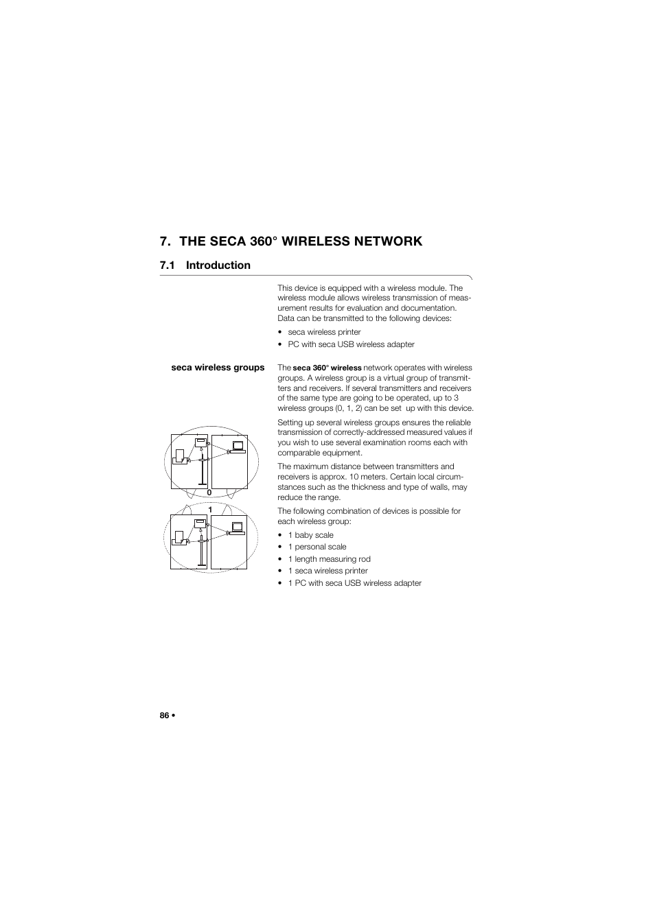 The seca 360° wireless network, 1 introduction, Seca wireless groups | Seca 634 User Manual | Page 86 / 363