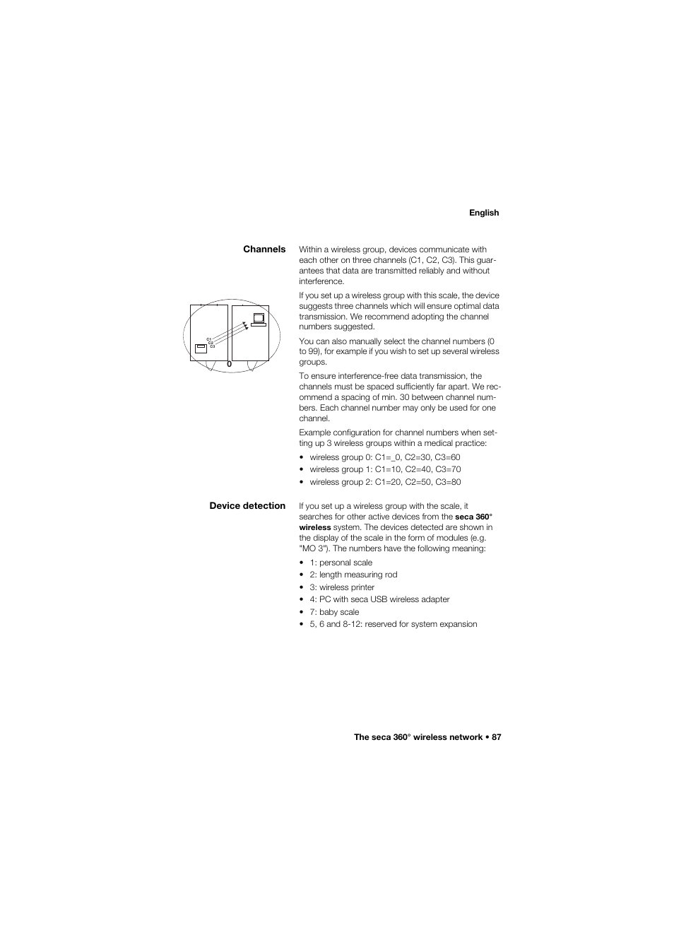 Channels, Device detection | Seca 634 User Manual | Page 87 / 363