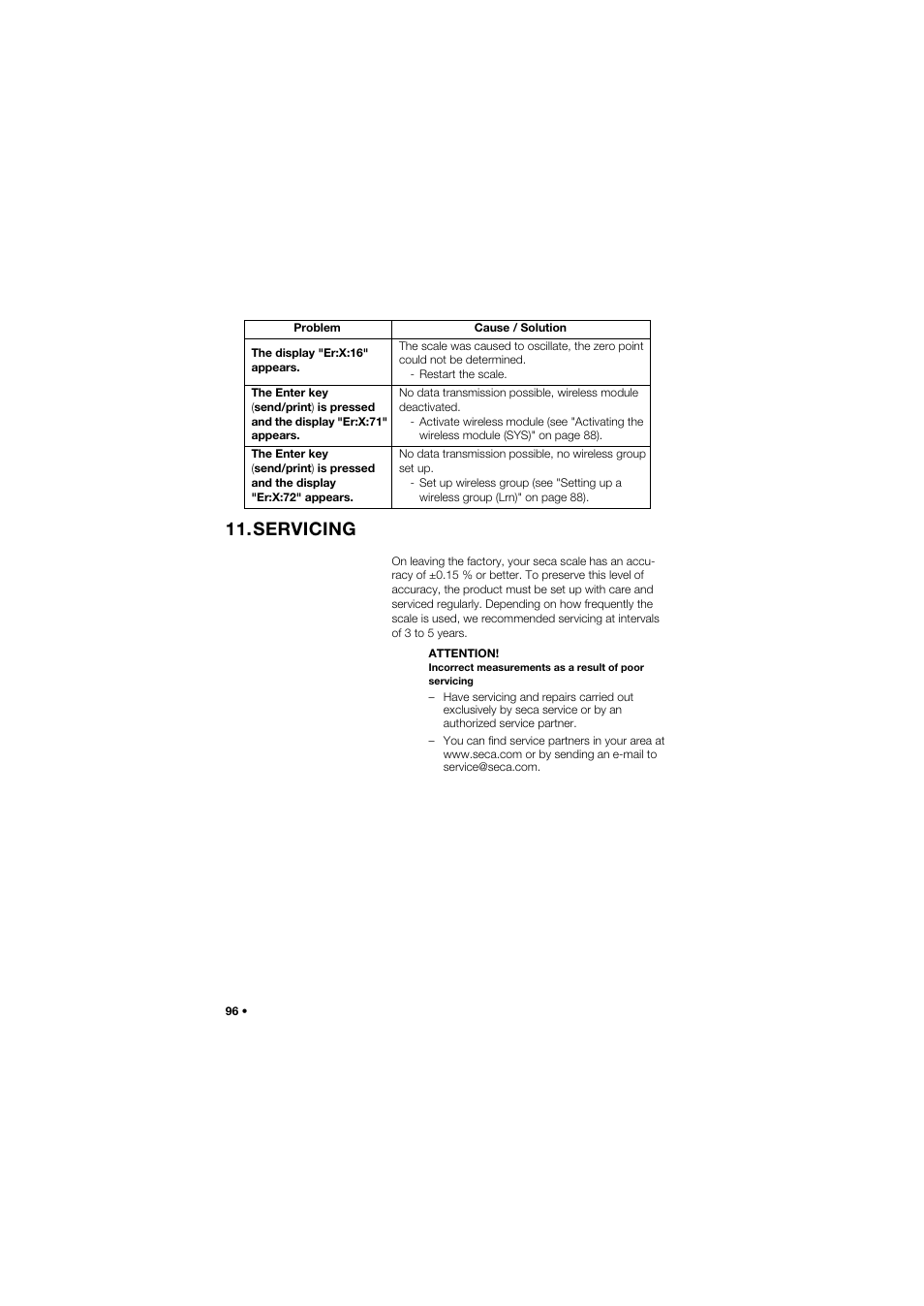 Servicing | Seca 634 User Manual | Page 96 / 363